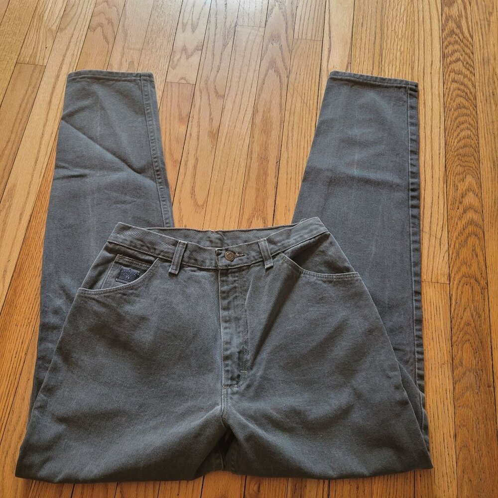 VTG Wrangler Womens Gray High-Waist Straight-Leg Jeans 10X31 (26) Made In Mexico